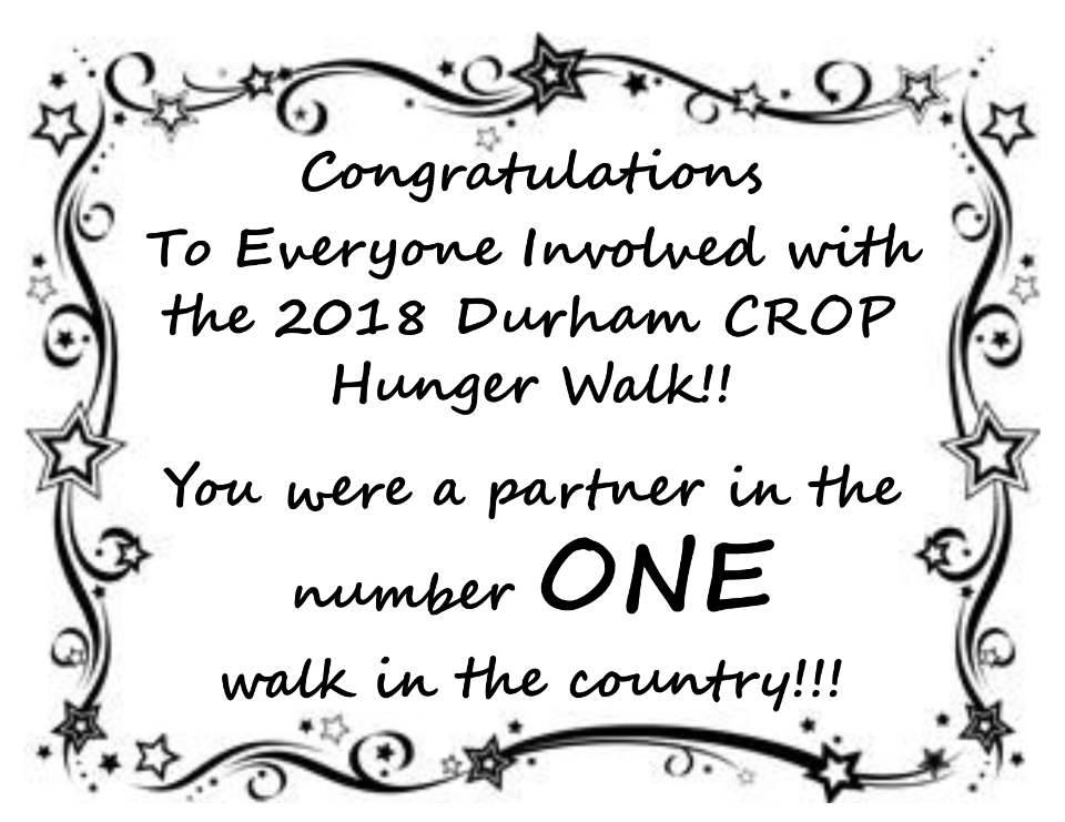 Durham CROP Hunger Walk - Late Breaking News